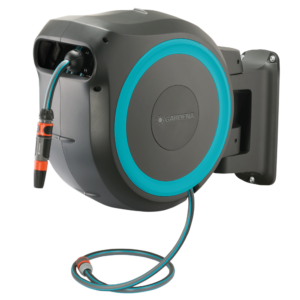 Gardena Wall Mounted Hose Reel Rollup with Built-In Hose Storage
