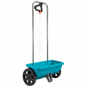 This 12.5 litre spreader helps apply fertilizer consistently