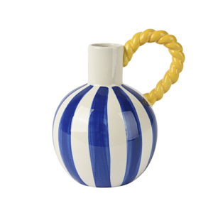 Glossy Vase Dolomite Round with Handle (Blue)