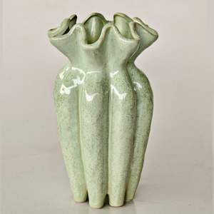 Ceramic Fluted Vase (Aqua Green)