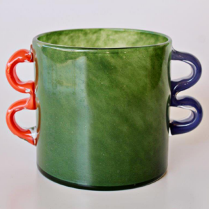 Glass Vase with Handles (Green)