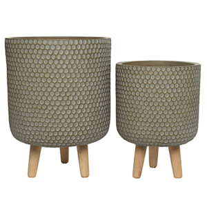 Zoe Fiber Clay Honeycomb Planter (Taupe)