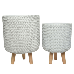 Zoe Fibre Clay Honeycomb Planter (Off White)