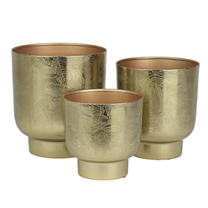 Iron Planter Leaf Pattern (Gold)