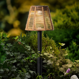 Solar Stake Light Wicker Steady (Natural/Warm)