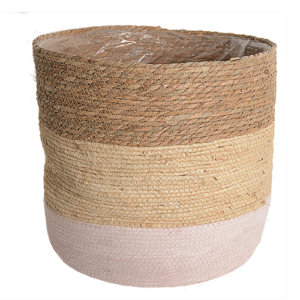 Corn Husk Bottom Pink Basket