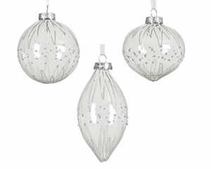 Bauble glass transparent glitter and dots@ Lifestyle Home Garden