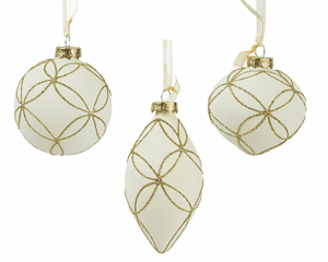 Bauble glass matt w glitter@ Lifestyle Home Garden