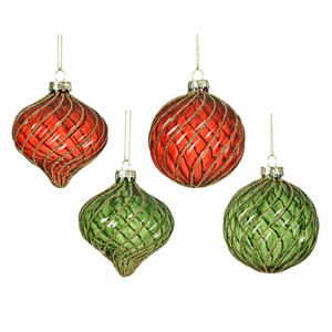 Glass Bauble With Glitter Lines (Assorted) @ Lifestyle Home Garden